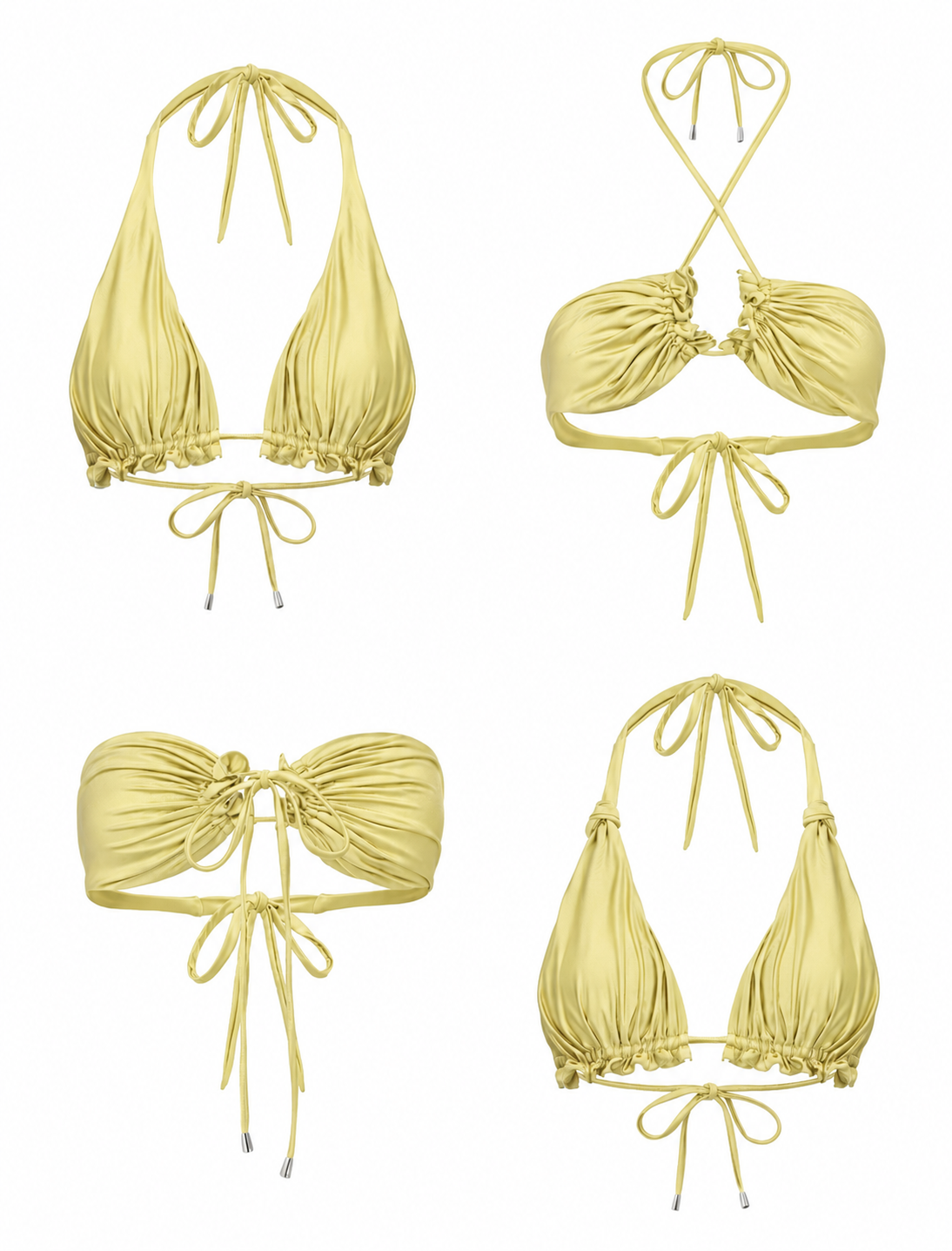 Trinity satin bikini Top | Lime