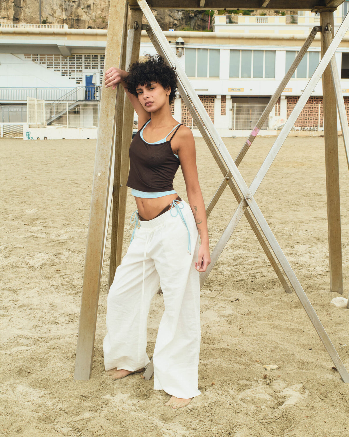 Kaya layered sleevelessㅣBrown/Powder Blue