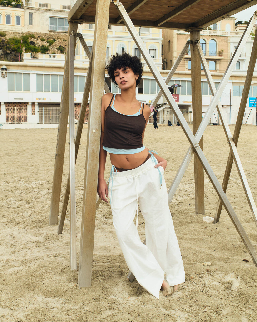 Kaya layered sleevelessㅣBrown/Powder Blue
