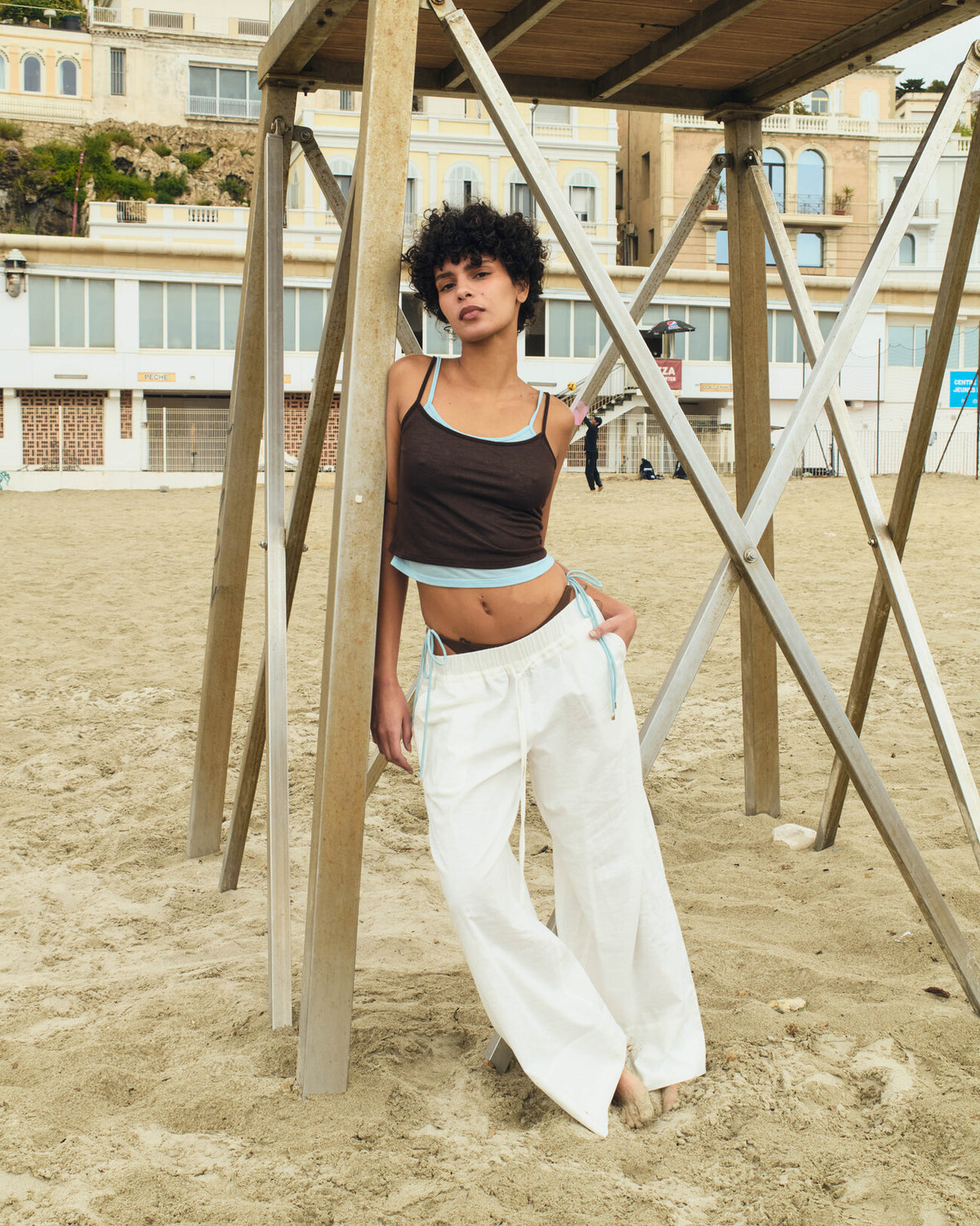 Kaya layered sleevelessㅣBrown/Powder Blue