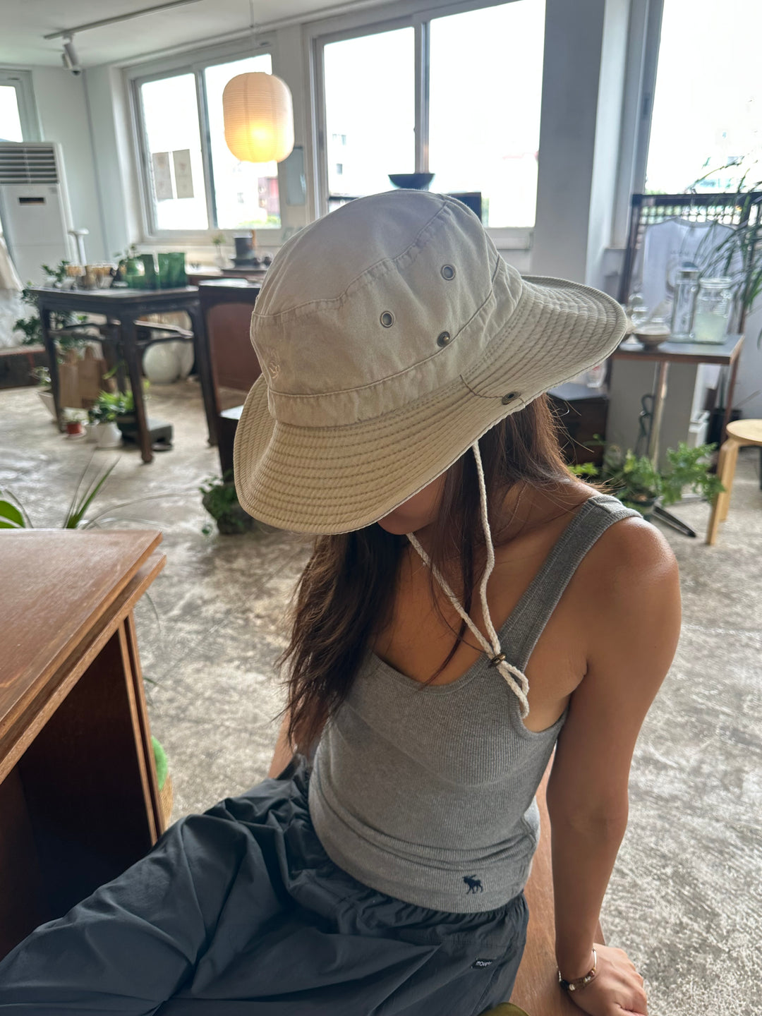 Lio washed safari hatㅣBeige