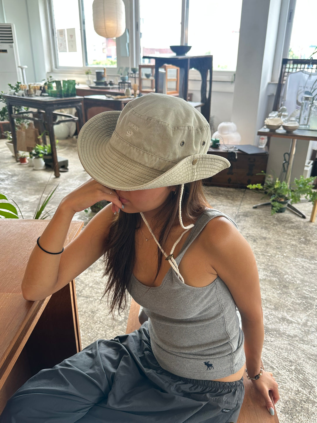 Lio washed safari hatㅣBeige